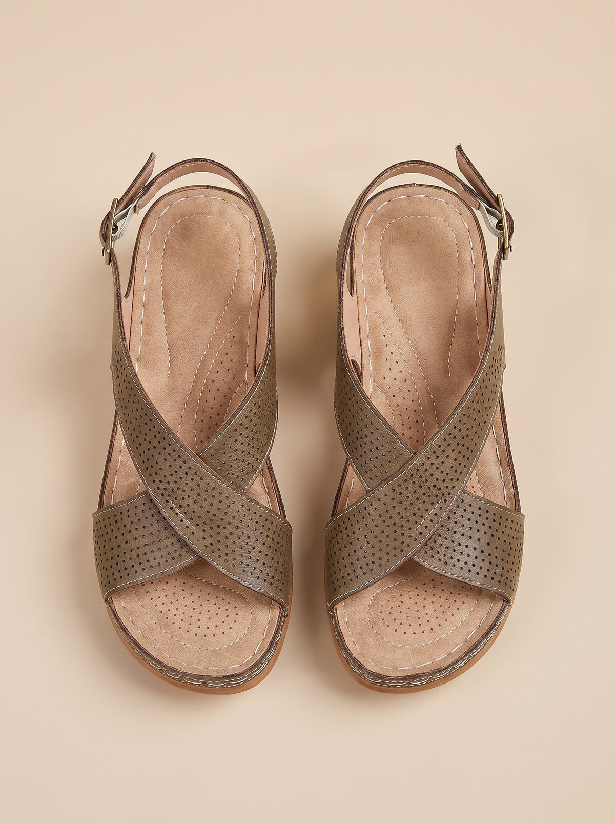 Keilsandalette Taupe