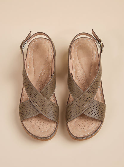 Keilsandalette Taupe