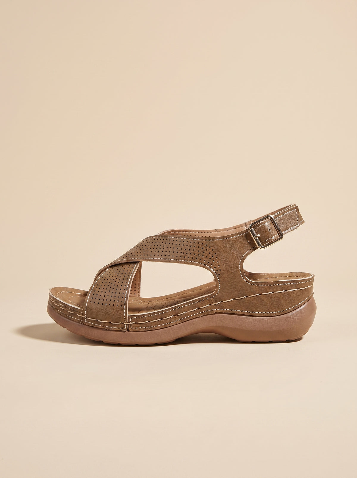 Keilsandalette Taupe