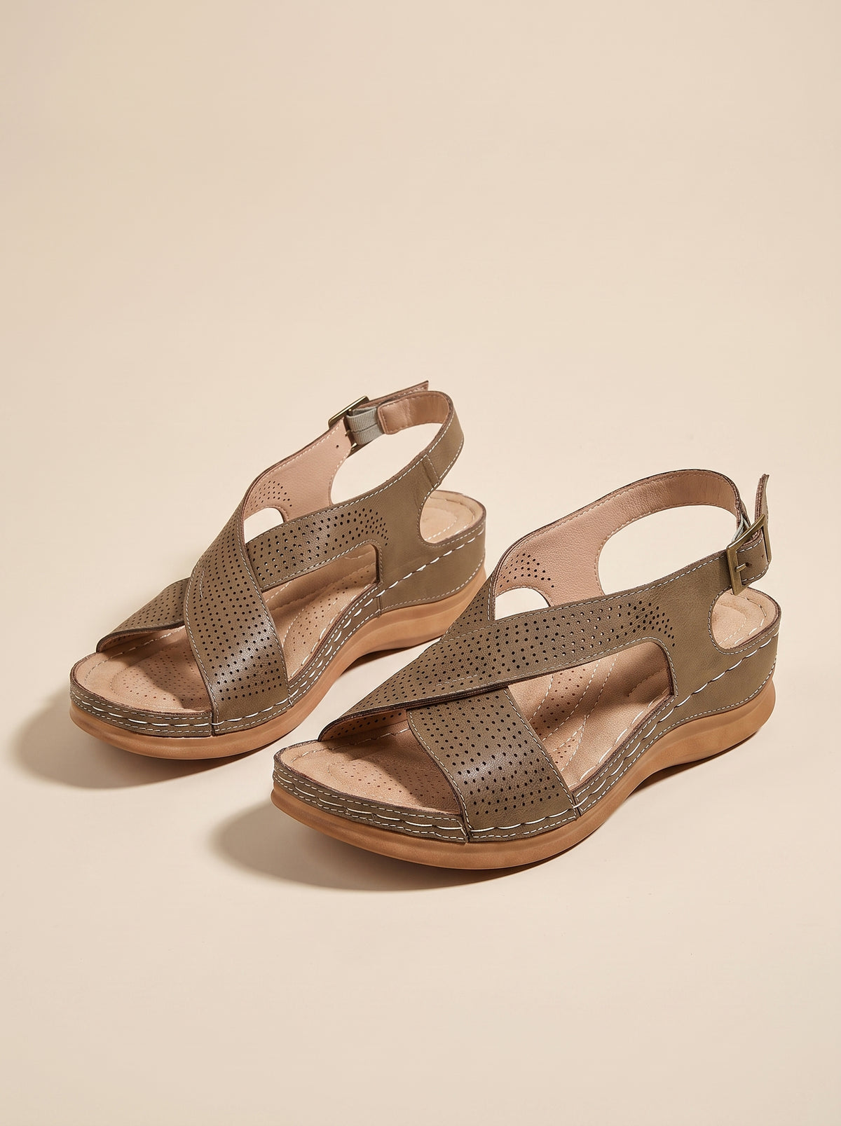 Keilsandalette Taupe